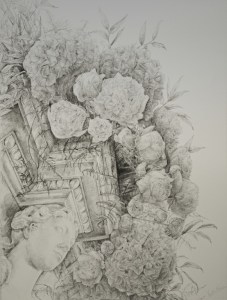 Drawing inspired by Adam fireplace 2, Croome Court, Pencil on paper, 76 x 57cm, 2012 