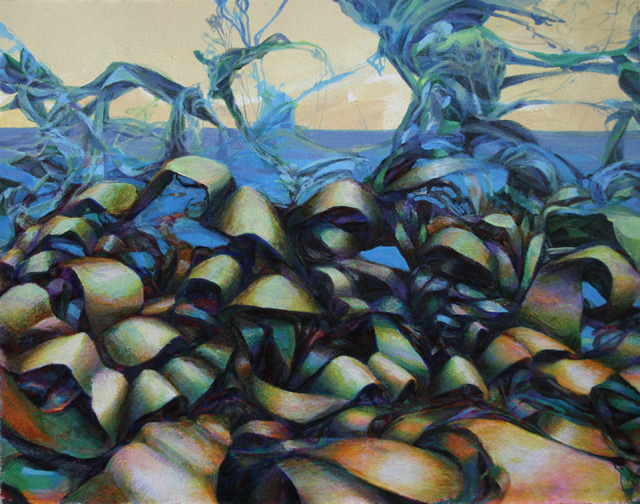 Buoyant 1, Acrylic, marker, colored pencil on paper, 9 1/2 x 12", 2014