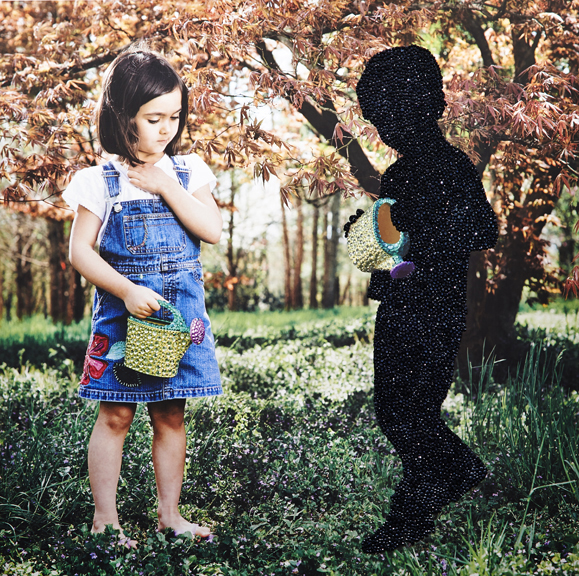 Another Helper Inkjet print mounted on Sintra with glued rhinestones 36” x 36.5” 2013