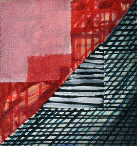 Pink Moon, mixed media on paper, 8 x 8 inches, 2013