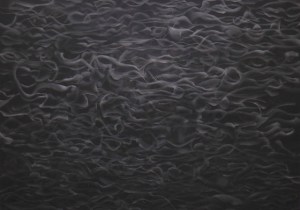 The Mouth is an Opening, assorted metallic wool pads, silverpoint, on black Plike paper, 25” x 40”, 2015  
