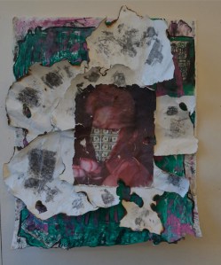 Title:Dear Gloria, Silkscreen, Sewing and Oil Pastels. L48xW38 2014