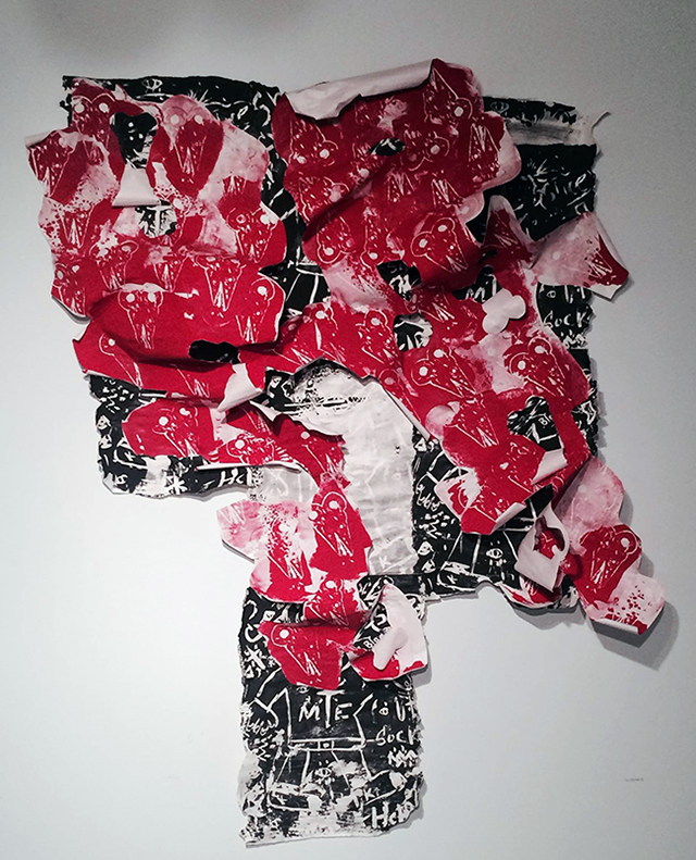 Title:The Unruly Series: Unruly Scissors. Silkscreen and Oil Pastels L70xW50 2014