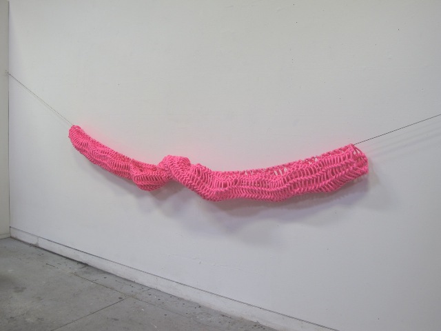 C.Phillips, Warped, 2015, acrylic rope stainless steel, 30x400x20cm