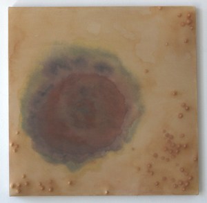 Contusion Confessions 24”x24” acrylic, porcelain, and nylon on panel 2015