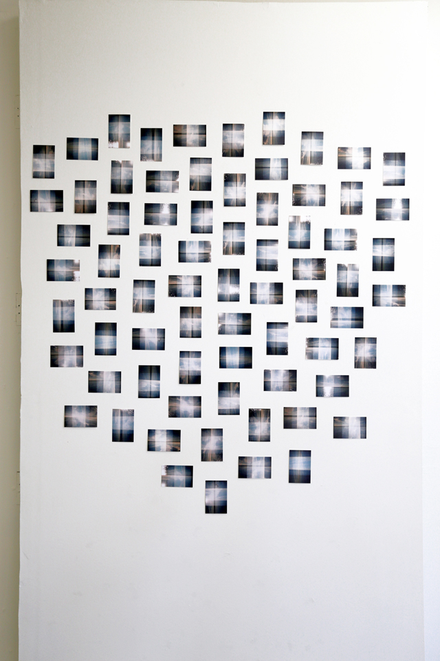 Installation Shot of "72 Horizons," Archival Inkjet Prints from scanned, quadruple exposed 35mm film, each image is 4" x 2.5," 2015