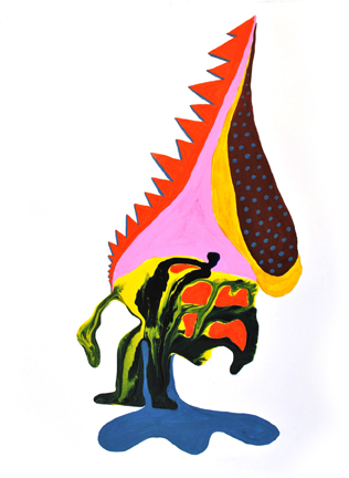 Gulab Jamon 2, acrylic and Mylar on paper, 11" x 15", 2014