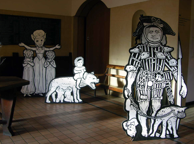 A Hyena in Petticoats 2014 Ink on gesso on board Dimensions variable 