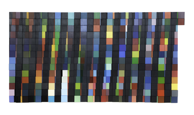 Year In Color: Lunar Phases 2012 (52 weeks + 2 days), 2012, acrylic/gouache on panels, 70 x 135 in