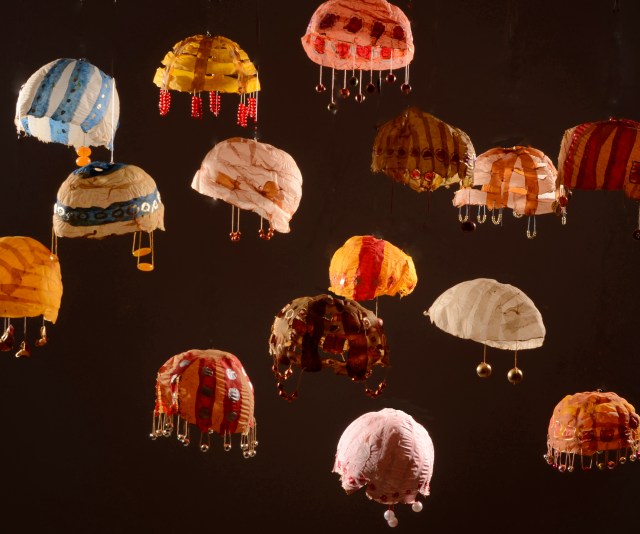 Healing Machines: Homage to Emery Blagdon, for Pierre” - 2014 40 sculptures approximately 10”x6”x6” Handmade abaca paper, mixed media