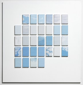 “Daily Paintings, detail: May 2006” acrylic and gouache on paper on individual panels mounted on white board 26 x 25 x 3/4 inches 2006/2007