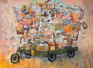 “Gathering Sense and Sweetness: A Homage to Rilke”  Mixed media on canvas 6’ x 8’ 2013