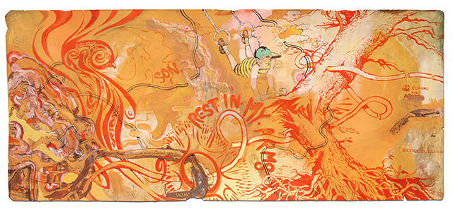 Title: "Son"  52” x 120”  Acrylic, Watercolor, ink on paper 2014 