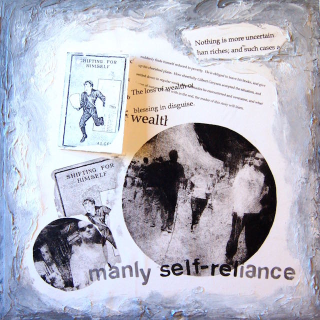“Homilies for the 99% - Shifting,”  Collage, 16 x 16” 2015