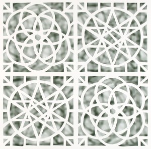 3.Papercuts:White/malachite-Detail 2014, 86½" x 56¼", Acrylic on hand cut paper 