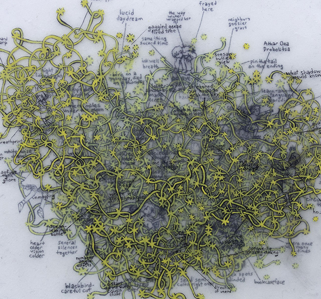 Darii Celarent (detail) / Acrylic, ink, and medium on panel / 8 x 10" / 2014 