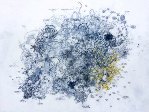 Dimatis Calemes / Acrylic, ink, and medium on panel / 9 x 12" / 2014