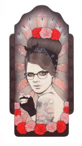 'Flamingo Ink,' Mixed media on board, 11.2 inches x 22.7 inches, 2012