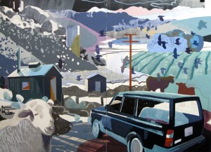 Deep Springs Valley V (Full Moon), mixed media on paper, 44 x 60", 2013