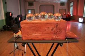 "Crystal Ball Magic Box"  Arduino Video Controller / 14" x 7"  wood, glass  2010