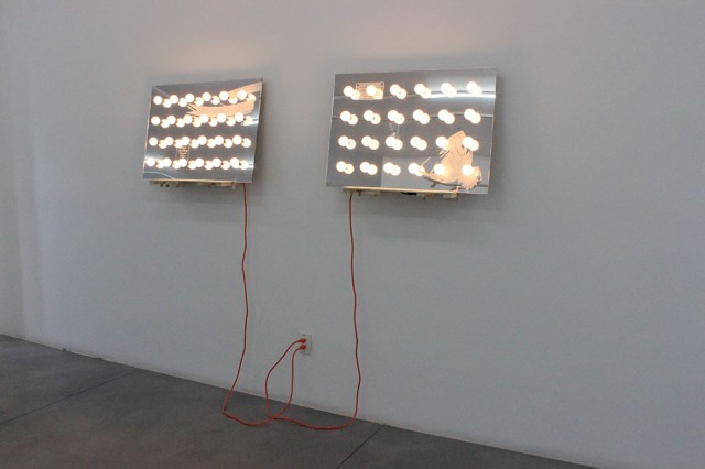 vs. Vanitas mirrored acrylic, light bulbs, poplar, electrical cords 24″h x 72″w x 12″d 2014