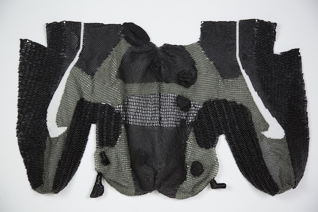 Beads, Thread, and Nike Logo, 17"x33"x3", 2013