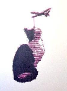 Random Internet Cat #5, Predator vs  predator – Ink on paper, 18”x24”, 2014