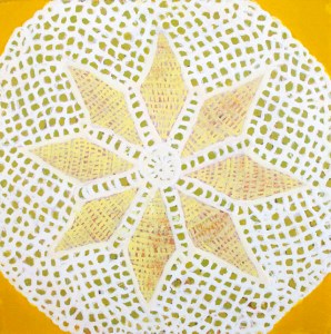Doiley for a Sunny Day, mixed media, 6”X6”,2014-2015