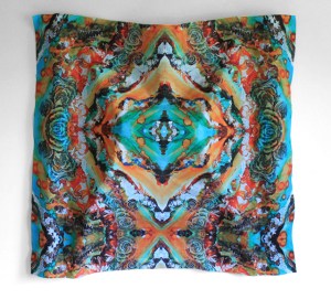 Fractal Digitally printed fabric, steel wire 36 x 36 x 5 in.  2015 