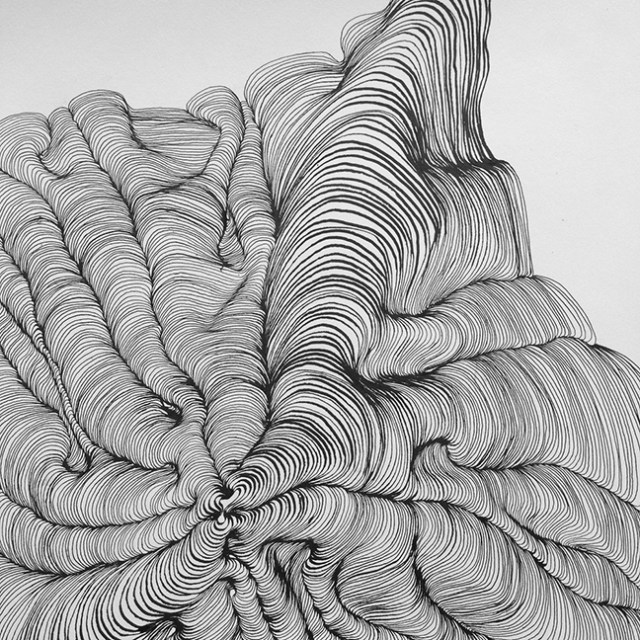 Mount Emei,  2014 Ink on paper, 12x12"