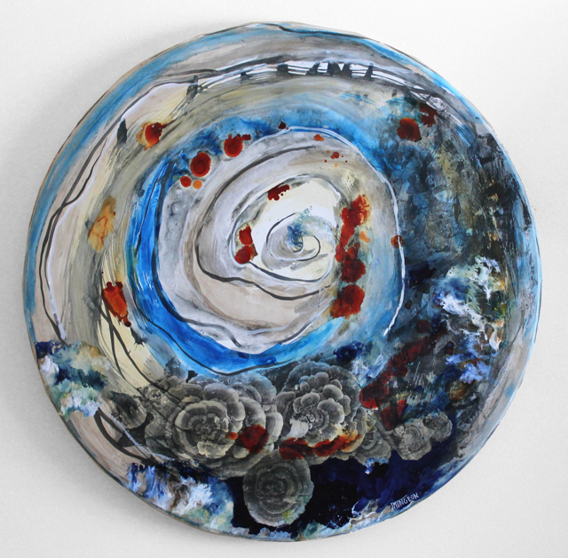 Tondo in Versicolor Acrylic, photo transfer on wood 24 x 24 in. 2015