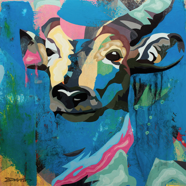 “Antelope” (2015) Acrylic on wood, 65 x 65 cm 