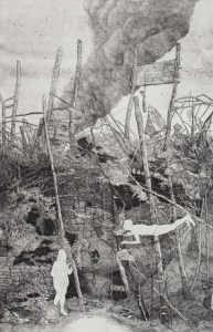 Kamikaze  etching/engraving 15.75" x 24" 2014