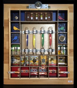 Natura Mechanica:  Wall hanging assemblage sculpture with found objects & repurposed materials Size: 21X19X4in 		2015