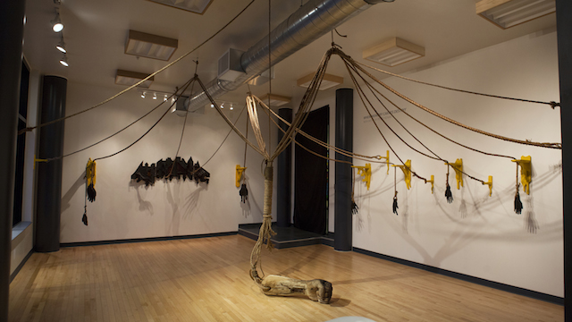 When Memory Carves Destiny Wood, rope, acrylic paint, blood, nails installation 2015