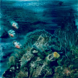 “Descent” watercolor on Yupo 26” x 26” 2014