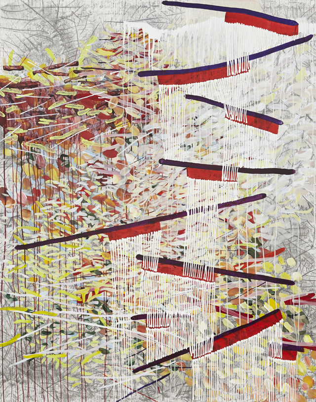 Kilter,   Graphite, fluid acrylic and ink on yupo, 60”x48”, 2015  Photo courtesy of Rick Wester Fine Art