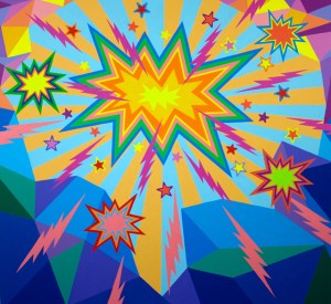 Positive Contact, 2015, synthetic polymer on wood, 41.5" x 43.25”