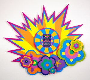 One of These Days, 2013, sintra, synthetic polymer, unscratched lottery ticket, wood, 34" x 40" x 3.5”