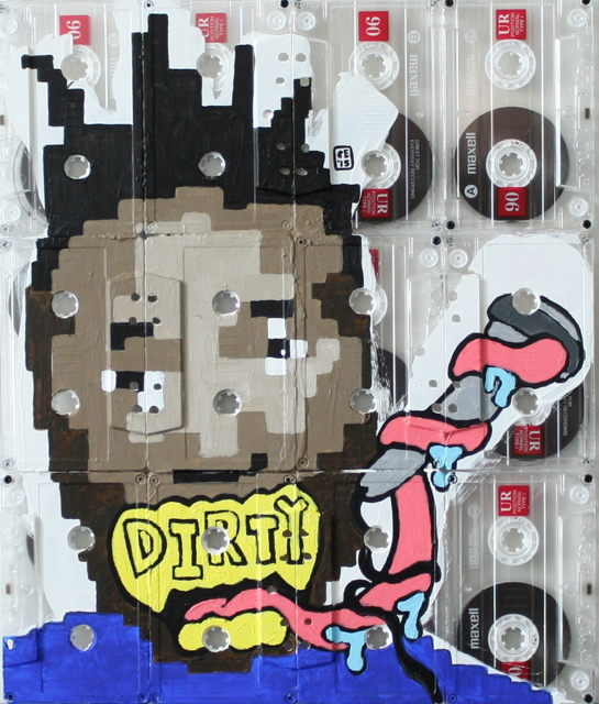 ODB - Snakes, Acrylic on Cassette Tapes, 10" x 12", 2015