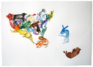 New World General Map and Weather, Ink and watercolor on rag paper, 27.5in x 19.5in, 2012 