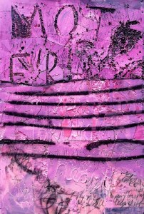 "Purple America" acrylic, oil, charcoal, spray paint and silicone on insulation board mounted and sealed on wood frame 84" x 48" 2015