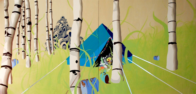 Ten Mile, mixed media on wood, 72” x 36,” 2013