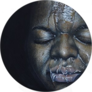 Cece Oil on wood 15" round 2015