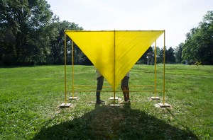 To See Beyond Our Appearances Steel, latex, nylon, paint Dimension: 112 x 38 x 84" 2015