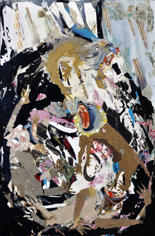 The End is Nigh, Collage and Oil on Canvas 44" x 66", 2015