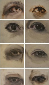Eyes, Oil on panel, 3X3in each 2015
