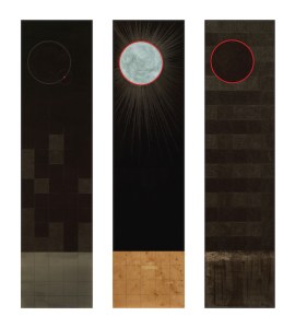 The Plains of Shinar, ink and graphite on watercolor board, Three 40”x10” drawings, 2015