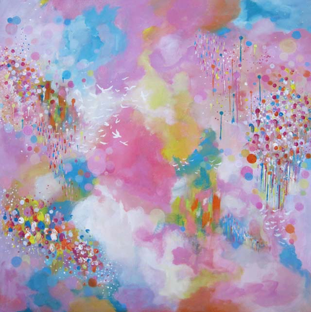 When I See You Again - Acrylic and Pastel on Canvas 24" x 24" 2015