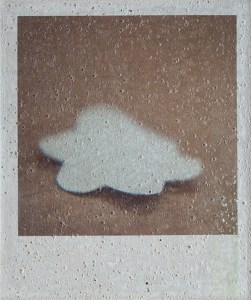 Floor with glueless sticker, Photography on handmade concrete block, 18x15 cm., 2015